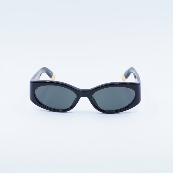 Jacquemus OVALO JAC/4 C1 Sunglasses Shiny Black Cat Eye Frame, Grey Lenses - Picture 3 of 10